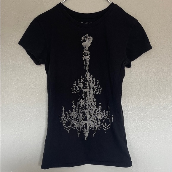 L.O.L. Vintage Black Tee with Silver Chandelier Graphic - Picture 1 of 4